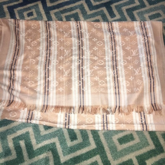 vintage LOUIS VUITTON PARIS Silk Plaid Repeat All Over Print AOP Monogram Scarf - Picture 3 of 4